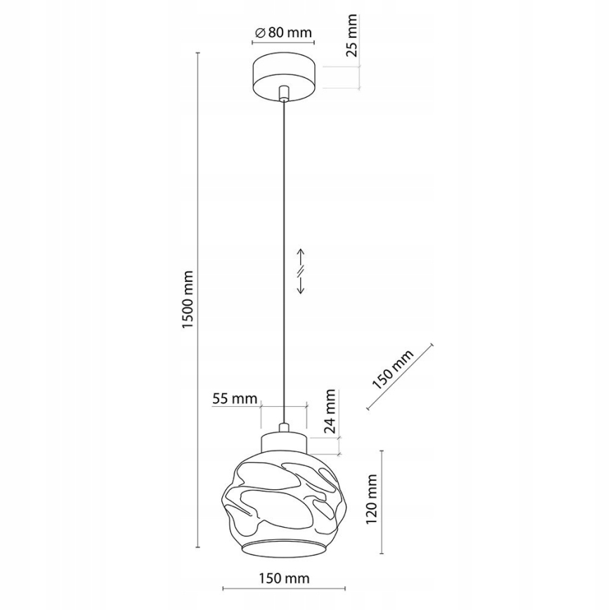 Lámpara colgante LED con cable ZULIA 1xE27/15W/230V negro/negro ahumado