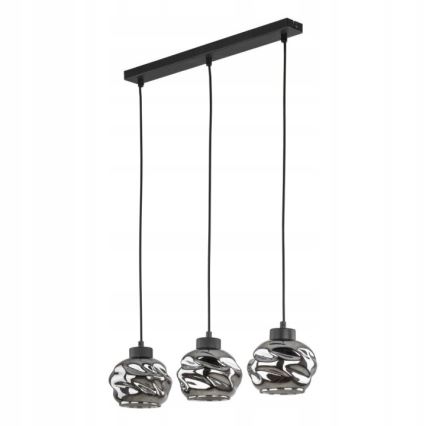 Lámpara colgante LED con cable ZULIA 3xE27/15W/230V negro/negro ahumado