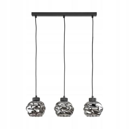 Lámpara colgante LED con cable ZULIA 3xE27/15W/230V negro/negro ahumado