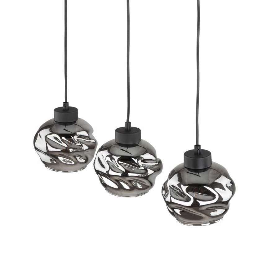 Lámpara colgante LED con cable ZULIA 3xE27/15W/230V negro/negro ahumado