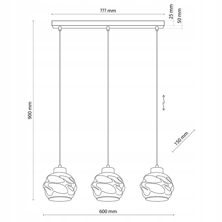 Lámpara colgante LED con cable ZULIA 3xE27/15W/230V negro/negro ahumado