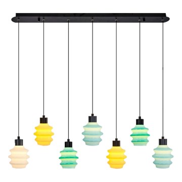 Lámpara colgante LED con suspensión de cable CACTUS 7xLED/2,8W/230V 3000K verde/amarillo/blanco