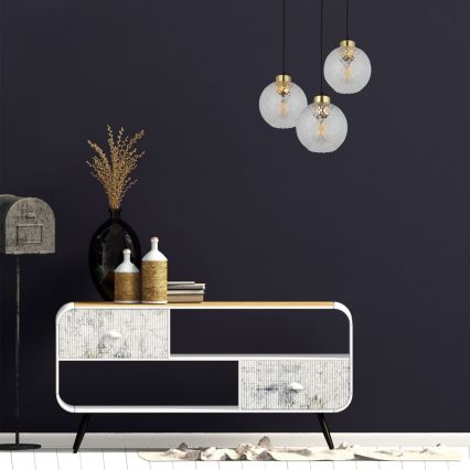 Lámpara colgante LED DEVON suspendida por cable 3xE27/15W/230V negro/transparente