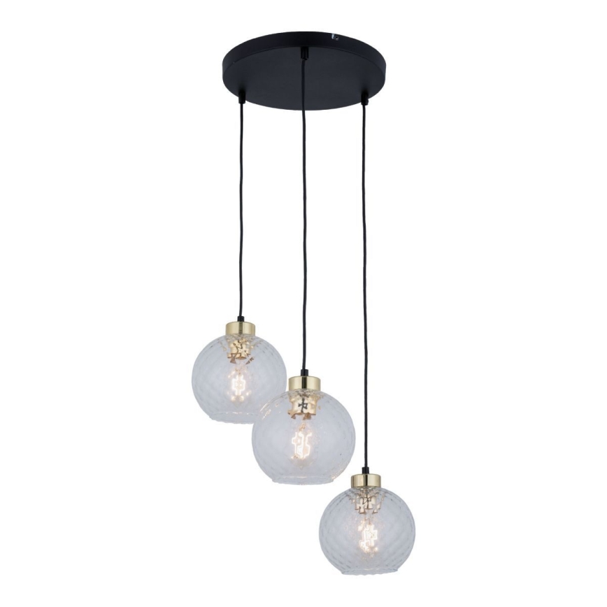 Lámpara colgante LED DEVON suspendida por cable 3xE27/15W/230V negro/transparente