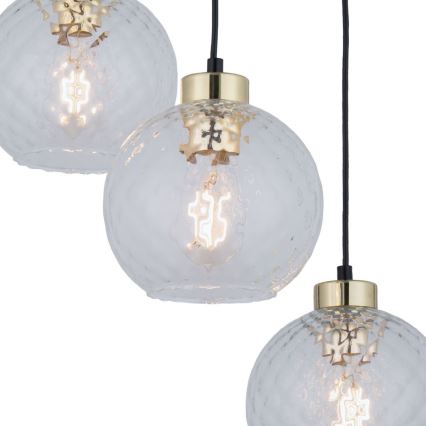Lámpara colgante LED DEVON suspendida por cable 3xE27/15W/230V negro/transparente