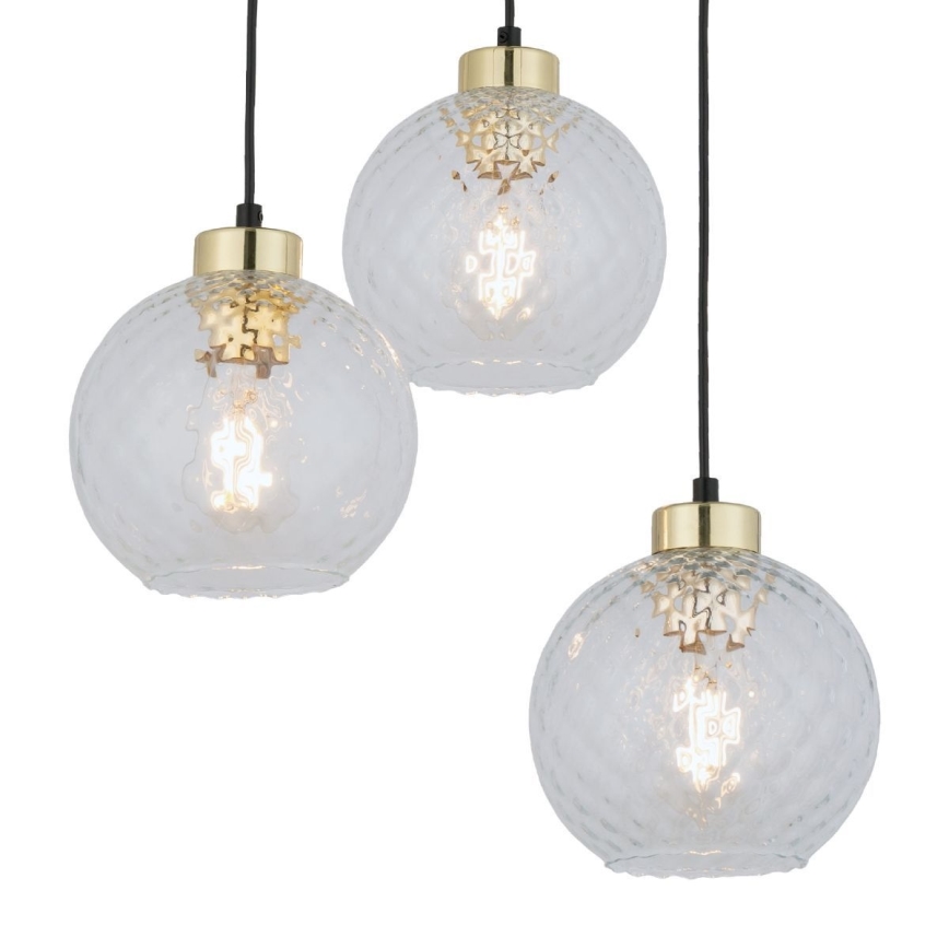 Lámpara colgante LED DEVON suspendida por cable 3xE27/15W/230V negro/transparente