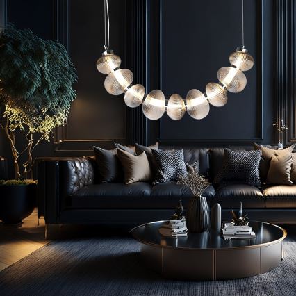 Lámpara colgante LED en cable BOLLA LED/36W/230V cromo brillante/gris ahumado
