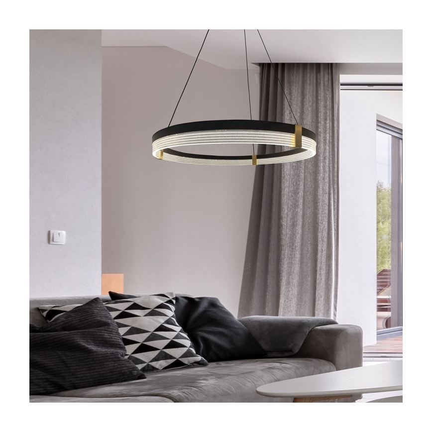 Lámpara colgante LED en cable TRIANGLE LED/40W/230V 3000/4000/6000K, diámetro 60 cm, negra