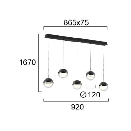 Lámpara colgante LED en cable ZIREA LED/30W/230V negra