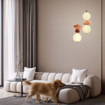 Lámpara colgante LED FLORES con cable LED/10W/230V dorada/naranja/marrón