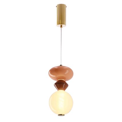 Lámpara colgante LED FLORES con cable LED/10W/230V dorada/naranja/marrón