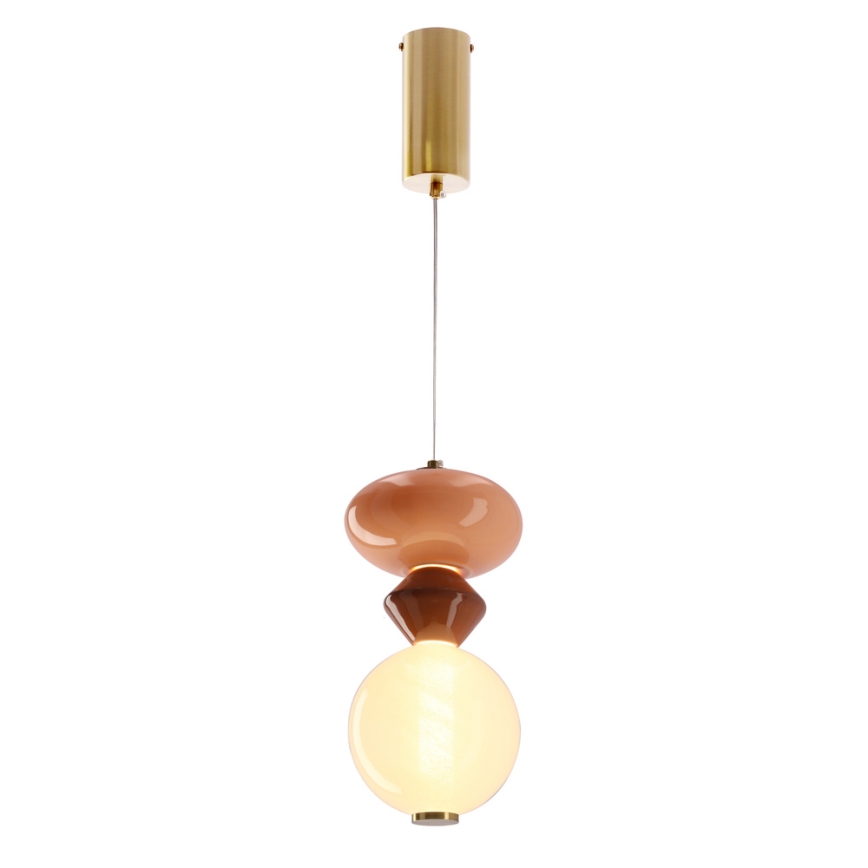 Lámpara colgante LED FLORES con cable LED/10W/230V dorada/naranja/marrón