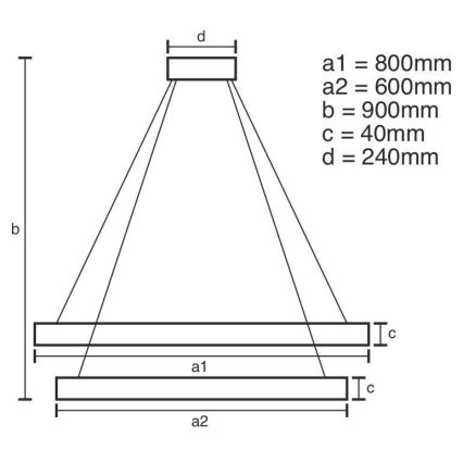 Lámpara colgante LED regulable con cable LED/100W/230V 3000-6500K Ø 80 cm + mando a distancia