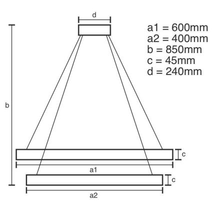 Lámpara colgante LED regulable con cable LED/120W/230V 3000-6500K Ø 60 cm + mando a distancia