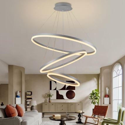 Lámpara colgante LED regulable con cable LED/125W/230V 3000-6500K Ø 80 cm + mando a distancia