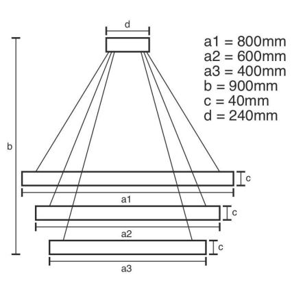 Lámpara colgante LED regulable con cable LED/125W/230V 3000-6500K Ø 80 cm + mando a distancia