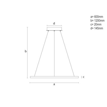 Lámpara colgante LED regulable con cable, 32W, 230V, 3000-6500K, diámetro 60 cm — con mando a distancia