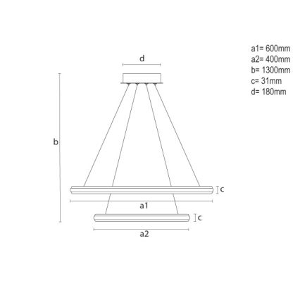 Lámpara colgante LED regulable con cable LED/90W/230V 3000-6500K Ø 60 cm + mando a distancia