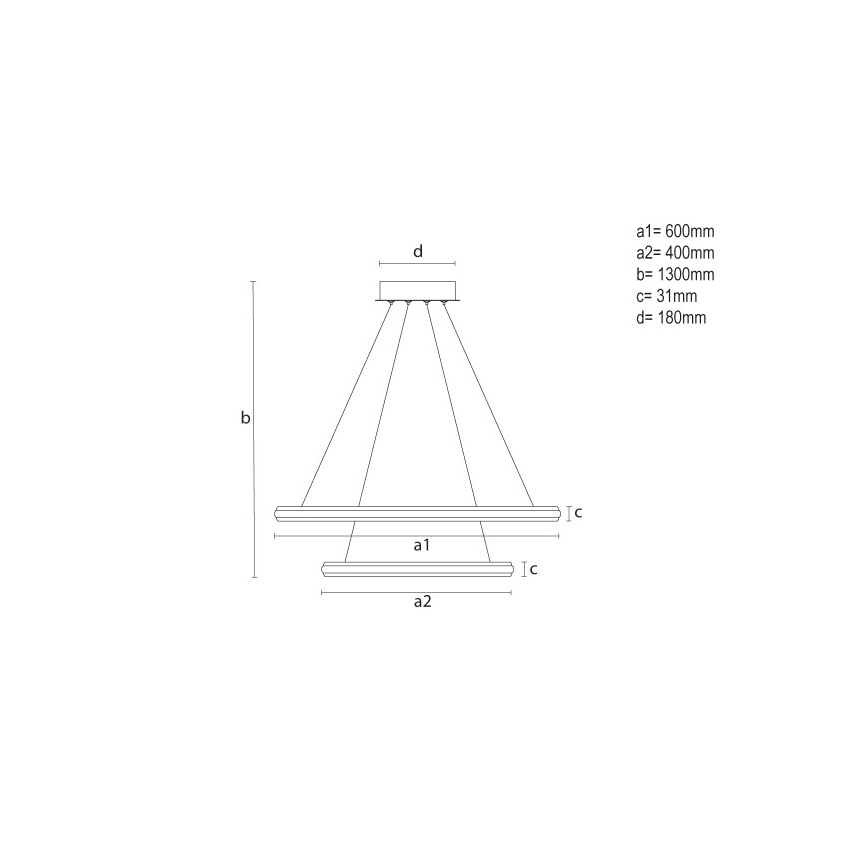 Lámpara colgante LED regulable con cable LED/90W/230V 3000-6500K Ø 60 cm + mando a distancia