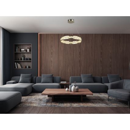 Lámpara colgante de cristal LED regulable con cable ENRIQUE LED/40W//230V 3000-6000K diám. 60 cm + mando a distancia