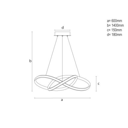 Lámpara colgante LED regulable con cable LED/85W/230V 3000-6500K Ø 60 cm + mando a distancia
