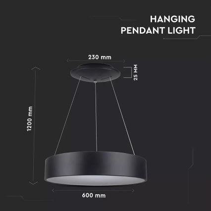 Lámpara colgante LED regulable suspendida por cable LED/30W/230V