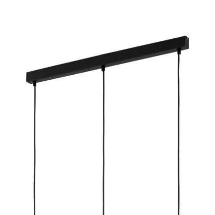 Lámpara colgante LED SEBO suspendida por cable 3xE27/15W/230V negra/beige ahumado