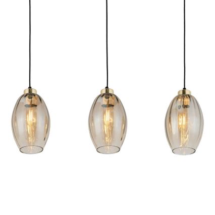 Lámpara colgante LED SEBO suspendida por cable 3xE27/15W/230V negra/beige ahumado