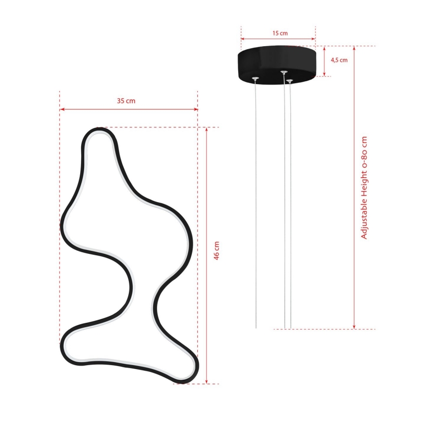 Lámpara colgante LED sobre cable ARTISAN LED/36W/230V 4000K negra