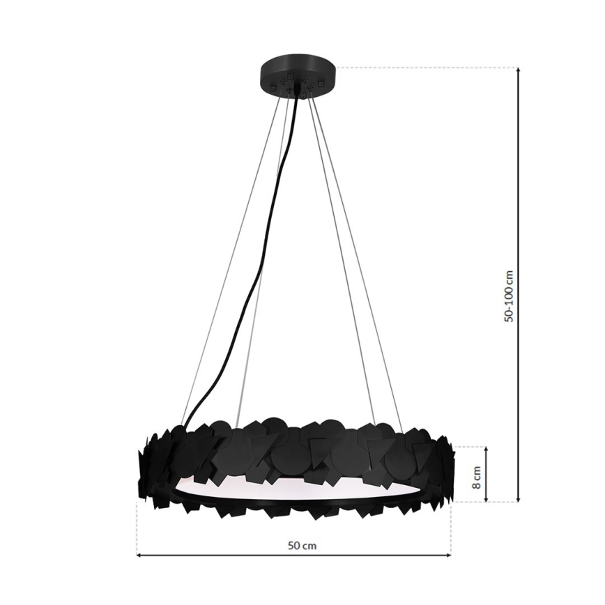 Lámpara colgante LED SOHO con cable LED/24W/230V negra