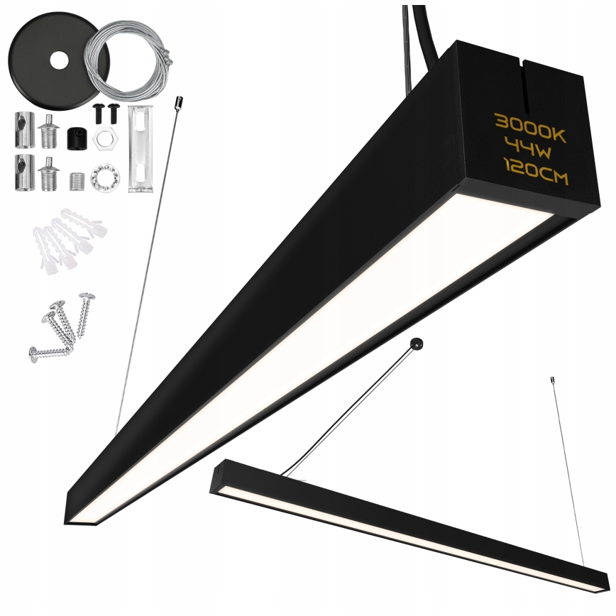 Lámpara colgante LED suspendida en cable LED/44W/230V 3000K 120 cm negra