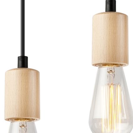 Lámpara colgante con cable LEON 5xE27/60W/230V haya