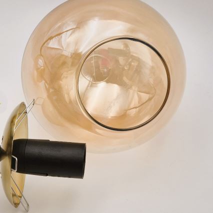 Lámpara colgante LILOU 6xE14/5W/230V dorado/negro/beige ahumado