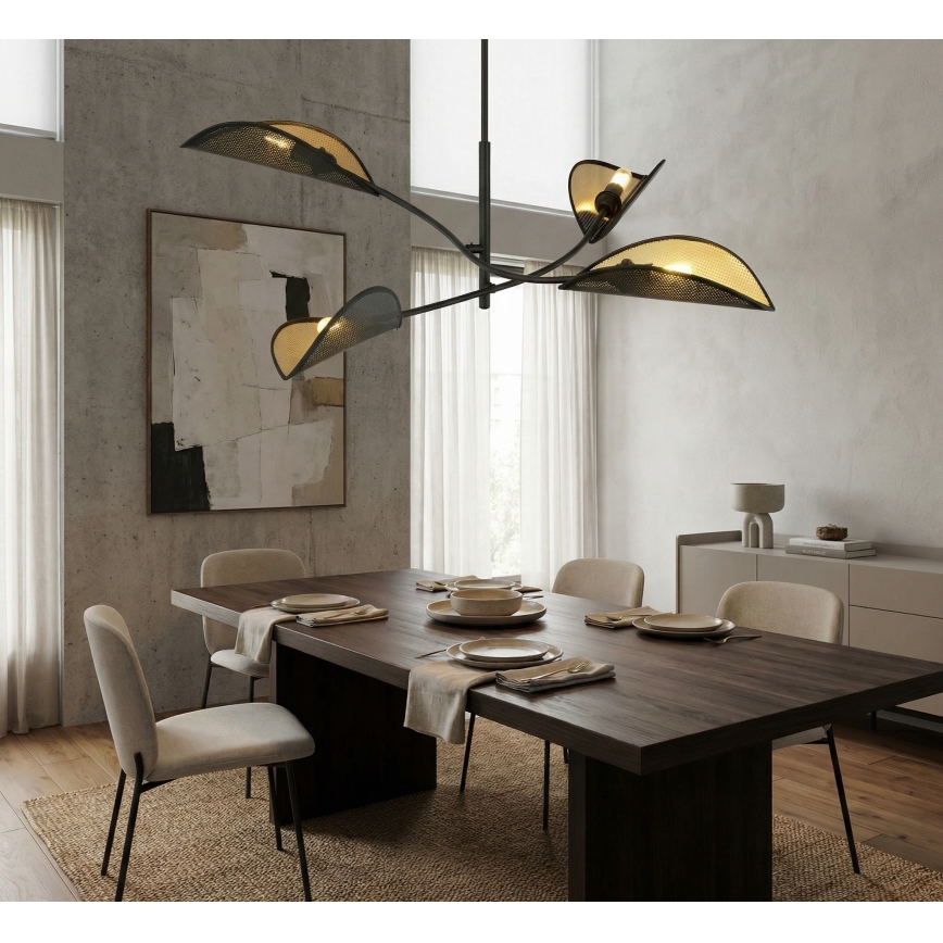 Lámpara colgante LOTUS 4xE14/10W/230V negro/dorado