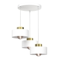 Lámpara colgante MARTI 3xE27/15W/230V blanco/dorado