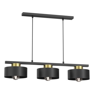 Lámpara colgante MARTI 3xE27/15W/230V negro/dorado