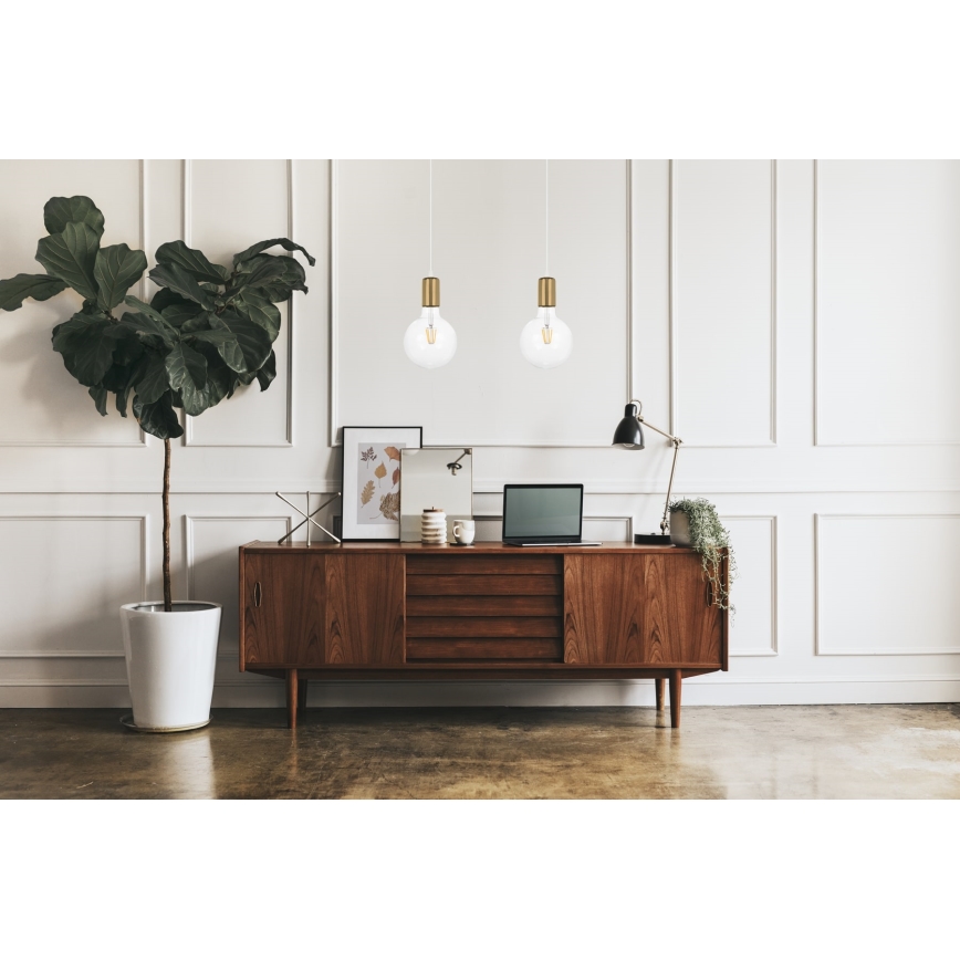 Lámpara colgante MIROS 2xE27/60W/230V blanco/dorado