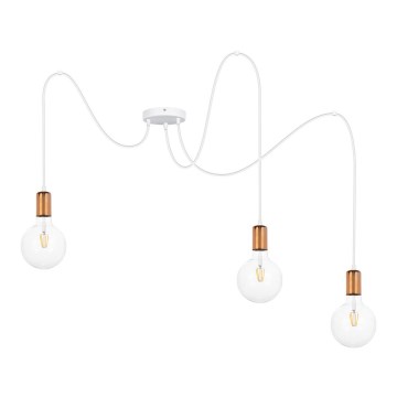 Lámpara colgante MIROS 3xE27/60W/230V araña blanco/cobre