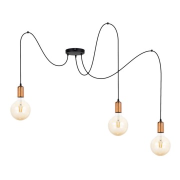 Lámpara colgante MIROS 3xE27/60W/230V araña negro/cobre