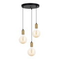 Lámpara colgante MIROS 3xE27/60W/230V redondo negro/dorado