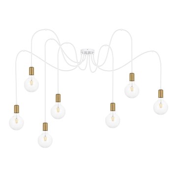 Lámpara colgante MIROS 7xE27/60W/230V araña blanco/dorado