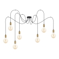 Lámpara colgante MIROS 7xE27/60W/230V araña negro/dorado