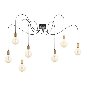 Lámpara colgante MIROS 7xE27/60W/230V araña negro/dorado