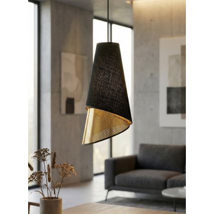 Lámpara colgante MODA con cable 3xE27/15W/230V negro/dorado