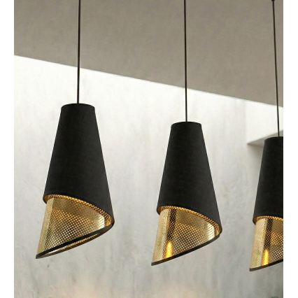 Lámpara colgante MODA con cable 3xE27/15W/230V negro/dorado