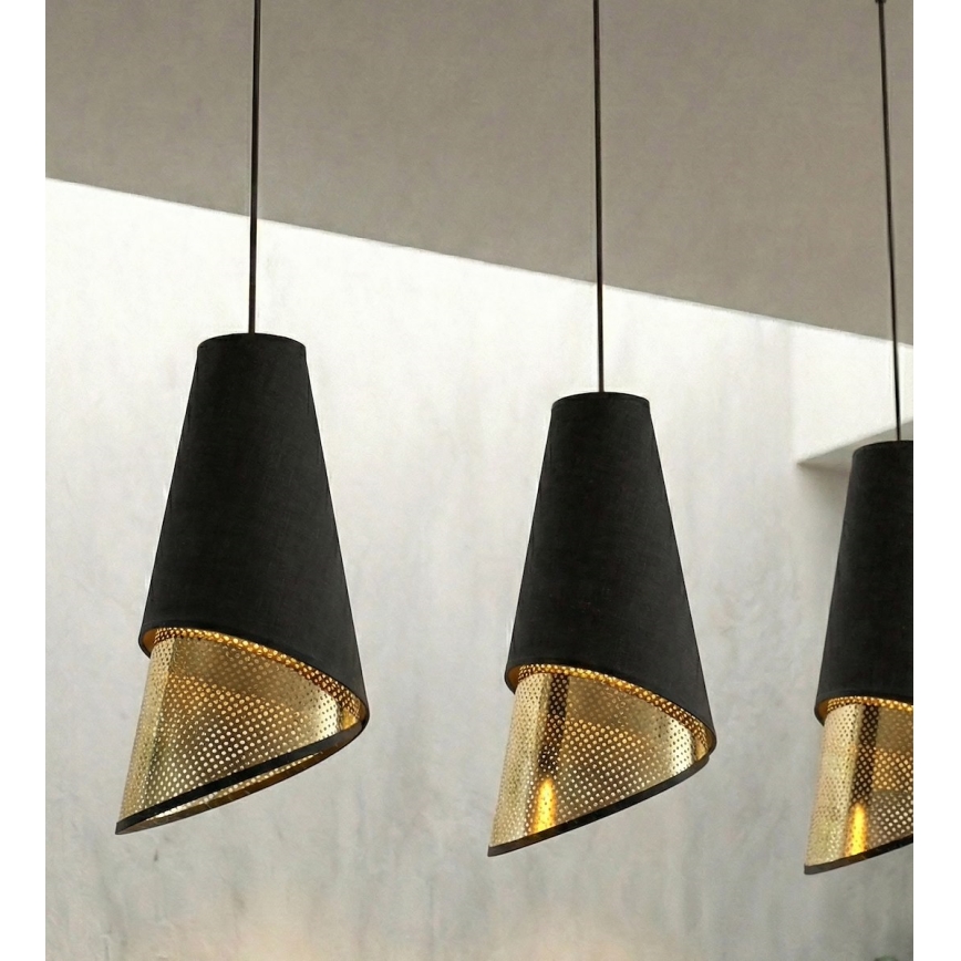 Lámpara colgante MODA con cable 3xE27/15W/230V negro/dorado