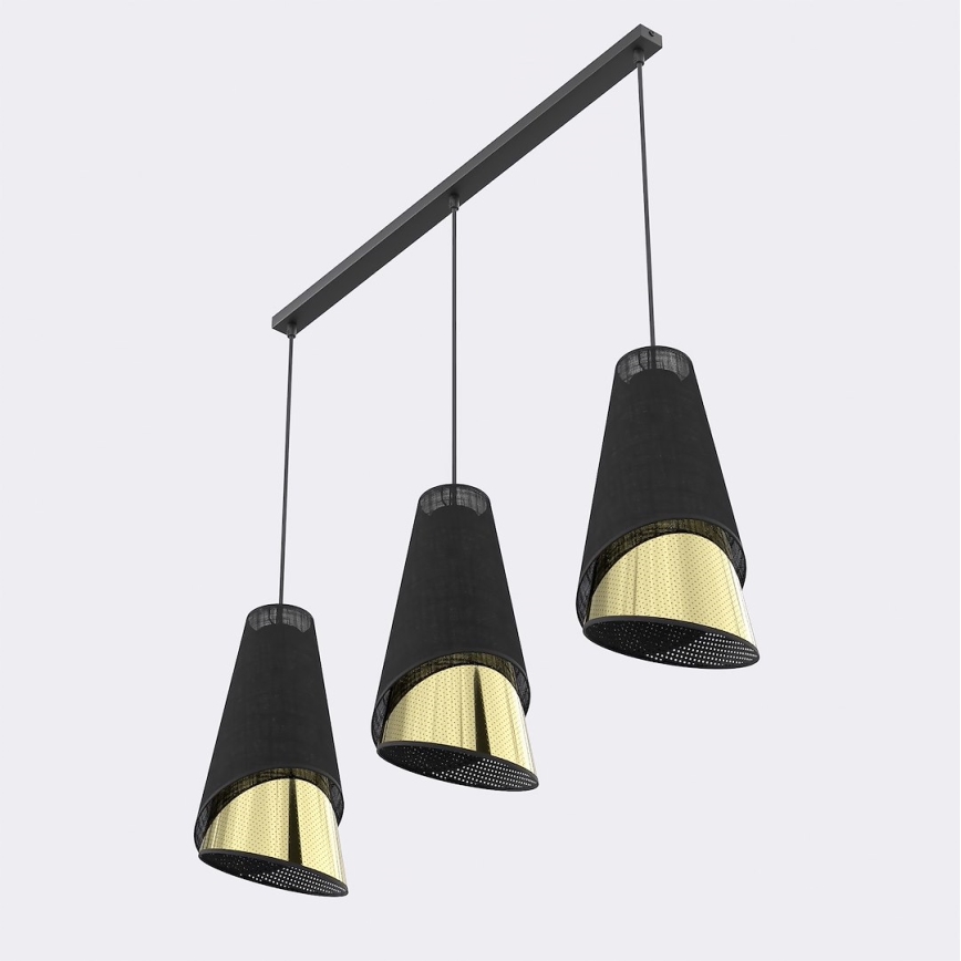 Lámpara colgante MODA con cable 3xE27/15W/230V negro/dorado