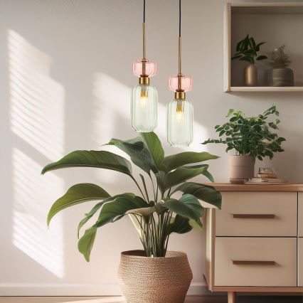 Lámpara colgante MOLLY 1xE14/40W/230V diá. 12 cm dorado/verde/rosa