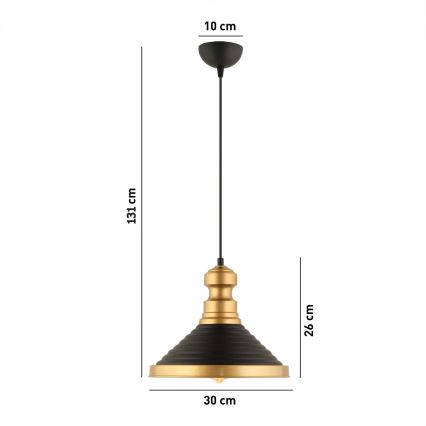 Lámpara colgante MONZA 1xE27/40W/230V Ø 30 cm negro/dorado