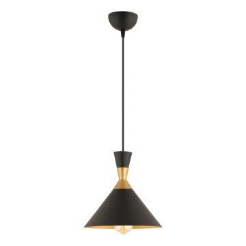 Lámpara colgante MONZA con cable 1xE27/40W/230V, diámetro 25 cm, negro/dorado